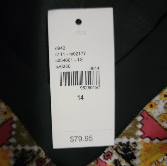NWT Lane Bryant Size 14 1X Black & Multicolor Aztec Print Sleeveless Midi Dress - Picture 8 of 13